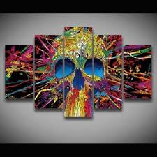 309 x 384 jpeg 52 кб. Cool Tees And Things Cool Abstract Colorful Hd Skull Modern Canvas Art Mural