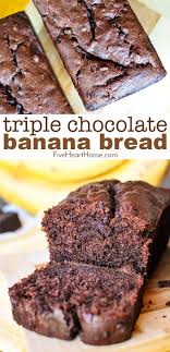 Triple Chocolate Banana Bread Moist Fudgy And Loaded With Three Kinds Of Cho Triple Chocolate Banana Bread Chocolate Banana Bread Banana Bread Recipe Moist