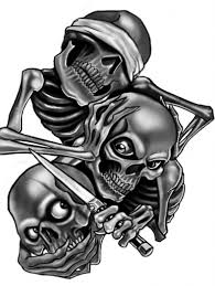 Skull skeleton see hear speak no evil head face grin grinning kill killer tattoo death art artwork design logo svg png vector clipart cut. See No Evil Hear No Evil Speak No Evil Skull Designs