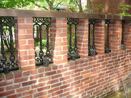 Custom Built Wrought Iron Brick Privacy Wall Fence Design Brick Fence Backyard Fences