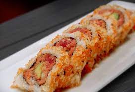 The roll was invented in los angeles, california in the 1980s and is one of the more popular sushi rolls in the united states. Spicy Tuna Crunch Roll Spicy Tuna Tempura Crumb Avocado And Smelt Egg Sushi Homemade Sushi Recipes