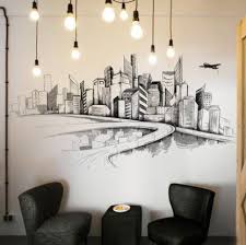 City Sketch Drawing Pattern Vinyl Wall Sticker Wall Decal Art Decor Sticker Black And White B Dizajn Rospisi Sten Stena Dizajn Igrovaya Komnata Dizajn