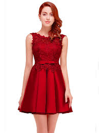 Éblouissant gants en satin avec cristal chic mariée. Robe De Cocktail Bal Courte Bordeaux Satin Dentelle Dos Ouvert