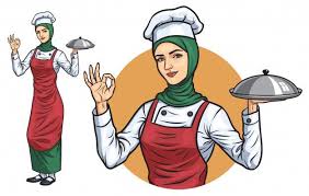 Serta juga foto ini bisa kalian jadikan sebagai komentar anda di chatting sebagai adu gambar. Muslim Female Chef With Hijab Animasi Desain Karakter Kartun Seni Kaligrafi Arab