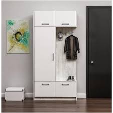 Homemania Mobile Ingresso Rion Armadio Appendiabiti Con Ante Ripiani Bianco In Legno 93 X 30 X 188 Cm Eprice