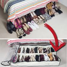 6 pair underbed shoe storage. Extra Large Underbed Shoe Organiser 120x72x18cm Neusu