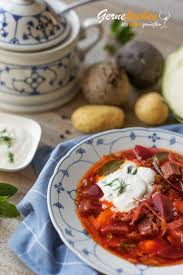 Borschtsch Ukrainische Rote Beete Suppe Mit Rindfleisch Borschtsch Eintopf Mit Fleisch Rote Beete Suppe