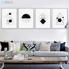 Black White Abstract Mable Geometric Shape Poster And Print Scandinavian Living Room Wall Art Home Deco Canvas Painting No Frame Wall Art Canvas Painting Wall Art Living Room Room Wall Art