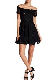 Jump Off The Shoulder Sequin Lace Fit Flare Dress Nordstrom Rack Dresses Fit Flare Dress Nordstrom Dresses