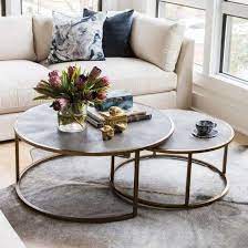 Shagreen Nesting Coffee Table Brass Table Decor Living Room Living Room Coffee Table Nesting Coffee Tables