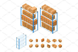 Interior Warehouse Building Vector Illustration Isometric Color Change