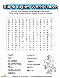 687x687 one dollar bill coloring page awesome bill of rights coloring. Bill Of Rights For Kids Word Search Worksheet Education Com