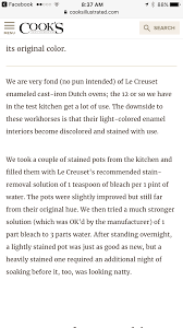 Cleaning Le Creuset Pans Removing Discoloration Atk Creuset Cast Iron Dutch Oven How To Remove
