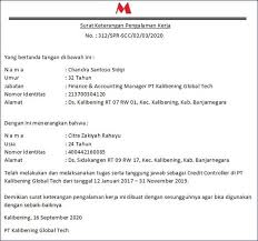 Surat keterangan kerja koperasi serba usaha koperasi simpan pinjam contoh surat keterangan. 21 Contoh Surat Pengalaman Kerja Simple Menarik Unik Surat Alam Kerja