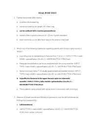 Cardiac tamponade after trauma a. Soal Postest Jawaban Komplit Major Trauma Emergency Department