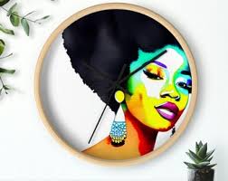 Watercolor Black Woman Wall Clock