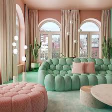 Deco Verte Et Rose Originale A Manhattan Clem Around The Corner V 2020 G Interer Kvartiry Zelenye Gostinye Interer