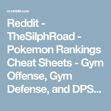 Reddit Thesilphroad Pokemon Rankings Cheat Sheets Gym