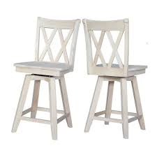 International Concepts Double X Back 24 In Unfinished Wood Swivel Bar Stool S 202sw The Home Depot Swivel Bar Stools Bar Stools Bar Stools With Backs