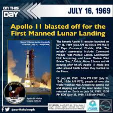 Earth Shaker - #OnThisDay in 1969, Apollo 11 blasted off for the First  Manned Lunar Landing! On July 16, 1969, the Saturn V rocket fired its  engine and carried the three Apollo