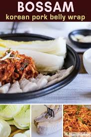Bossam Korean Boiled Pork Belly Wrap Recipe Korean Traditional Food Pork Belly Recipes