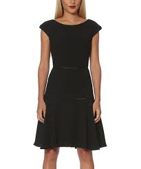 Nue By Shani Black Cap Sleeve Fit Flare Dress