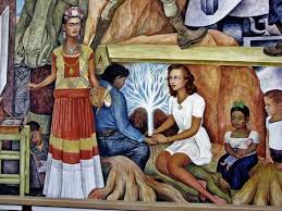 Mural With Portrait Of Frida Kahlo Painting Diego Rivera Frida And Diego Diego Rivera Art Diego Rivera