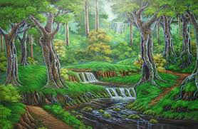 Akan lebih bagus jika ada air terjun di sekitar rumah kalian. Lukisan Pemandangan Air Terjun Yang Mudah Ditiru Cikimm Com