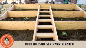 What are the shipping options for outdoor stair stringers? Cool Hillside Stairway Planter Youtube