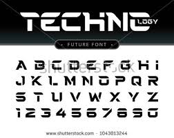 Vector Of Futuristic Alphabet Letters And Numbers Future Techno Stylized Fonts Black Letters Set For Lettering Alphabet Typography Alphabet Font Design Logo