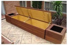 Storage Benches With Seating Outdoor Merbau Outdoor Storage Bench Seats Planter Boxes Ebay In 2020 Outdoor Storage Bench Backyard Seating Storage Bench Seating