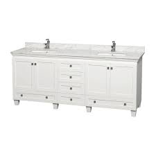 Double bathroom vanities are the perfect addition to your master. Wyndham Collection Acclaim 80 In Double Vanity In White With Marble Vanity Top In Carrara White And Square Sinks Wcv800080dwhcmunsmxx The Home Depot