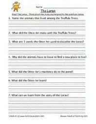 Have Fun Teaching The Lorax Reading Comprehension Worksheets Dr Seuss Classroom