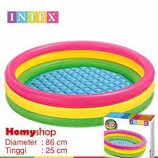 Dengan ukuran diameter 147cm dan ketinggian pembatas dipinggir 33cm. Kolam Renang Anak Intex Size 61 114cm Kolam Renang Karet Bayi Baby Pool Warna Rainbow Pelangi Shopee Indonesia