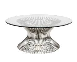 Filter by silver stainless steel 54 1/2 rectangular coffee table. Stainless Steel Coffee Table With 30 Diameter Glass Top Burke Decor
