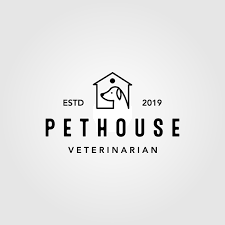 Vintage Line Art House Home Vector Icon Design Outline Monoline Vet Veterinarian Veterinary Animal Care Cat C Home Logo Vector Icon Design Pets