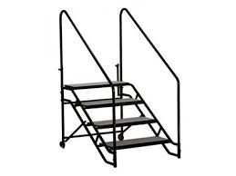 Unlike wobbly wroght iron railings simple rails pipe construction is solid and strong. Portable Steps With Handrails For 32h Or 40h Mobile Stage Fst 432a Portable Stages