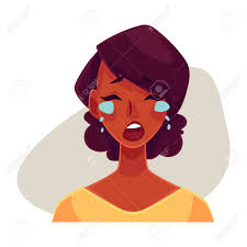 Jolie Fille Africaine Pleurer Expression Du Visage Vecteur De Dessin Anime Illustrations Isole Sur Fond Gris Femme Noire Pleurer Verser Des Larmes Triste Coeur Brise Dans La Douleur Expression Du Visage En