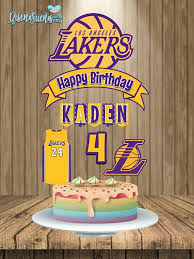 Birthday Dinner Los Angeles Covid Lakers Cake Topper Lakers Birthday Lakers Party Lakers Custom Cake Topper Los Angeles Banderin Lakers Custom Cake Toppers Wwe Birthday Cakes Cake Toppers