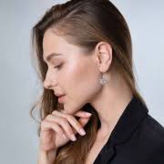 Textured Star Of David Chai Long Clasp Earrings Silver by Marina Jewelry