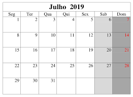 Julho Calendario Editavel 2019 Calendar Words Word Search Puzzle