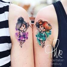 Matching Watercolor Sister Tattoos By Tina Hundertfarben Beautifultattoos Best Friend Sister Tatto Tattoo Freundschaft Tattoos Freundschaft Schwester Tattoos
