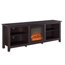 Oak tv stand with electric fireplace fits tvs up to 65 in. Woven Paths Open Storage Fireplace Tv Stand For Tvs Up To 80 Espresso Walmart Com Walmart Com