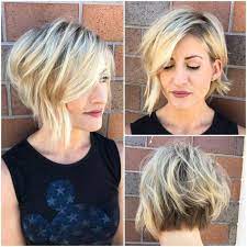 Inverted Blonde Textured Bob With Side Swept Bangs And Shadow Roots Short Hair With Layers Short Messy Haircuts Hair Styles
