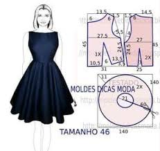 Já na itália e frança, berços da moda, os tamanhos também variam. Vestido Azul Com Molde Moldes Dicas Moda Moda Vestidos Vintage Molde Vestido