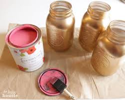 Burnish the burnish the gold leaf with a soft cloth to press it into the size and remove excess leaf. Pink Gold Chalk Painted Mason Jars And A May Flowers Blog Hop The Happy Housie