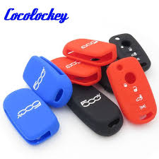 Cocolockey For 2016 2017 Fiat 500x Toro 4 Button Silicone Remote Key Case Cover Keyless Fob Shell Flip Key Rubber Holder Rev Key Case Fobs Interior Accessories