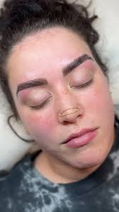 My brows were screaming for help 🤡, so I hit up to the best studio here in  San Diego for some brow lamination magic. @alexxia__beautyart also did my  piercing and tattoo 🪄