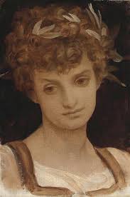 Study Of A Girls Head, Wreathed In Laurel by Frederic Leighton