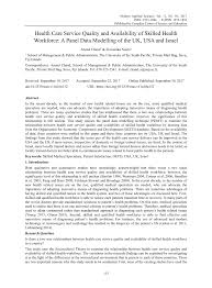 Pdf Health Care Service Quality And Availability Of Skilled Health Workforce A Panel Data Modelling Of The Uk Usa And Israel